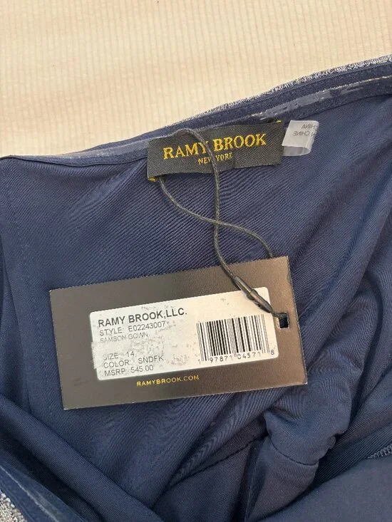 Ramy Brook Samson Metallic Strapless Sheath Gown Size 14 NWT - Picture 8 of 8